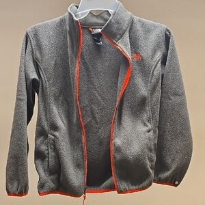 The North Face Kids Charcoal Fleece Jacket with Orange Trim